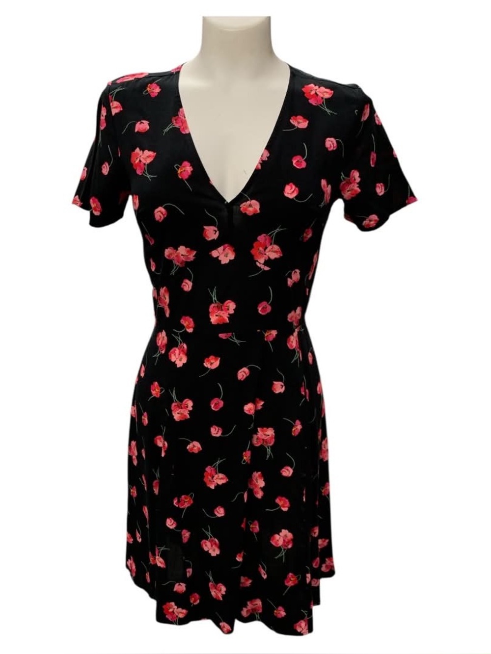 GAP Black Mini Dress with Pink Floral Print Size S